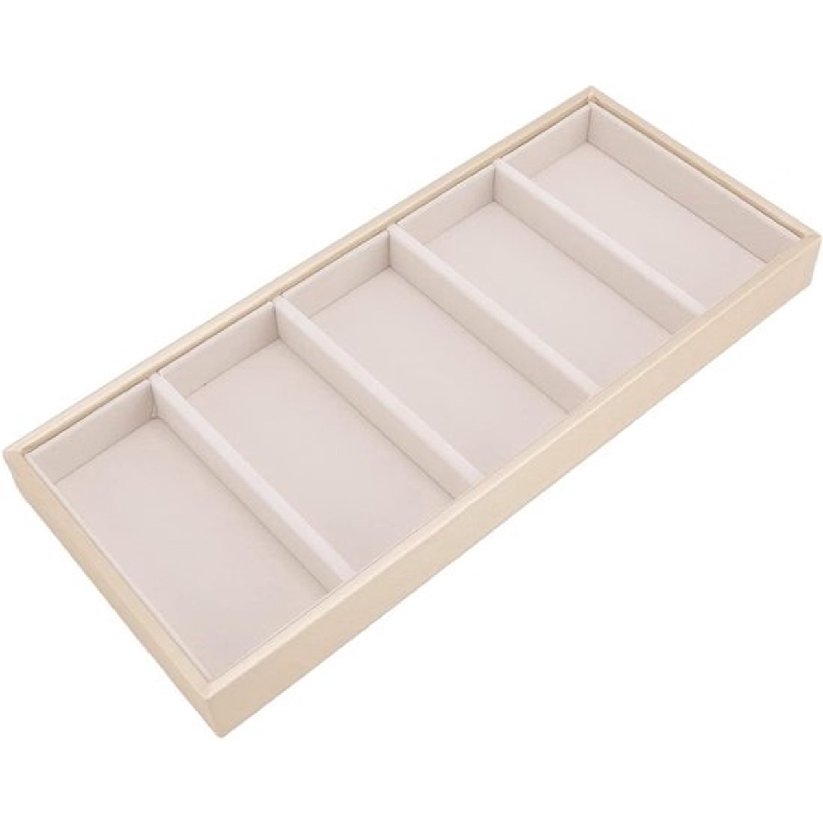 Brillenopbergdoos met 5 compartimenten - Glazen displaystandaard voor zonnebrillen en optische brillen - Toonbanklade voor het opbergen van brillen - Beige