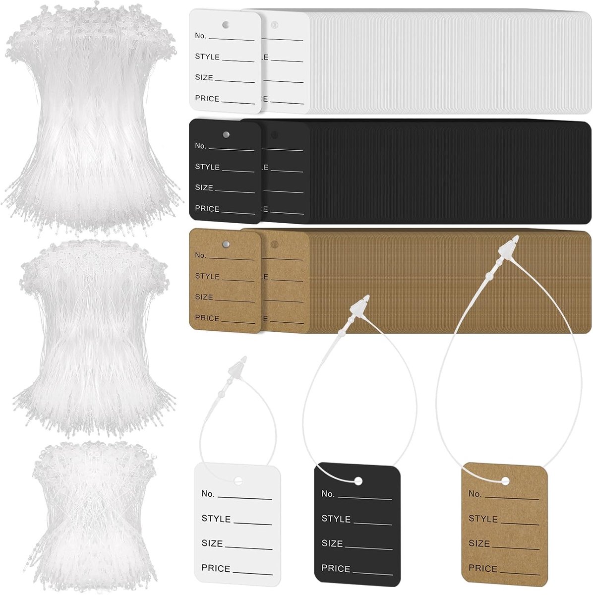 Hangtags 2100 stuks - Plastic bevestigingshaken - Met prijslabels in meerdere kleuren - Ideaal voor kledingwinkels - ShopVlot