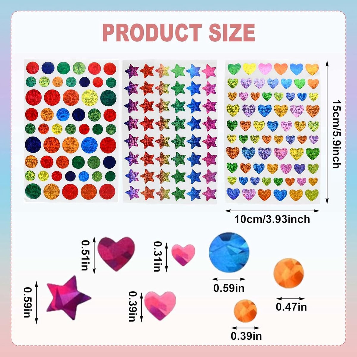 Sterstickers 10+ kleuren - 1080 stuks/18 vellen - zelfklevend glitter - perfect voor beloningen - ShopVlot