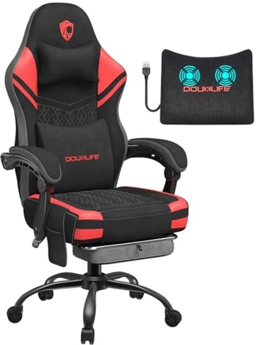 Ergonomische gamingstoel - Massagetechnologie - Zwart-rood