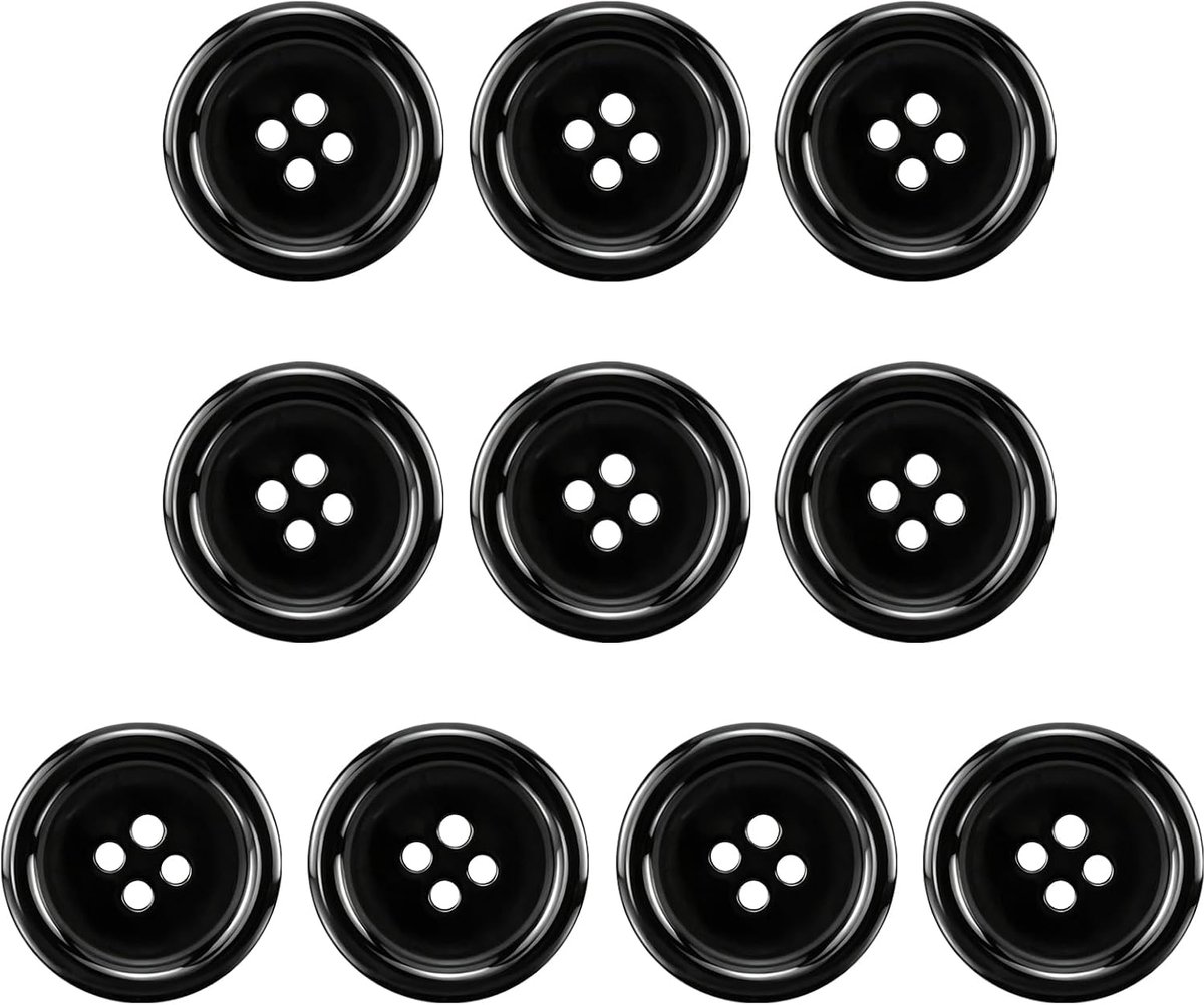 Knopen hars buttons 25 mm zwarte knoop 4 gaten knopen voor het knutselen ronde hemdknopen met opbergdoos voor kleding naaien doe-het-zelf handwerk en decoratie