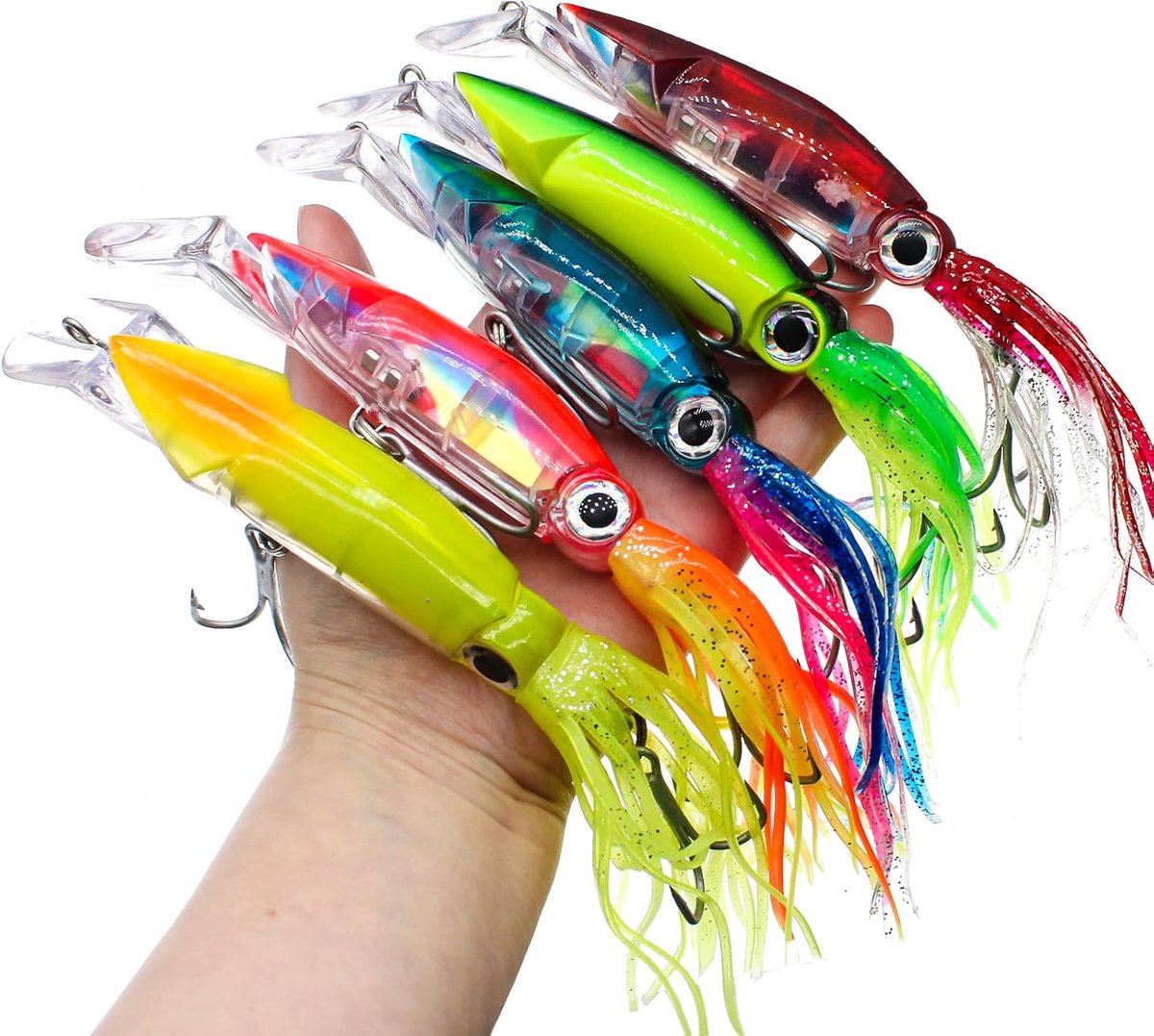 Swimbait Fishing Lures Skirt Tail Octopus Jig Head Bait met 2 Treble Hooks Kit voor zout en vers water (5,51 inch/1,41 oz)