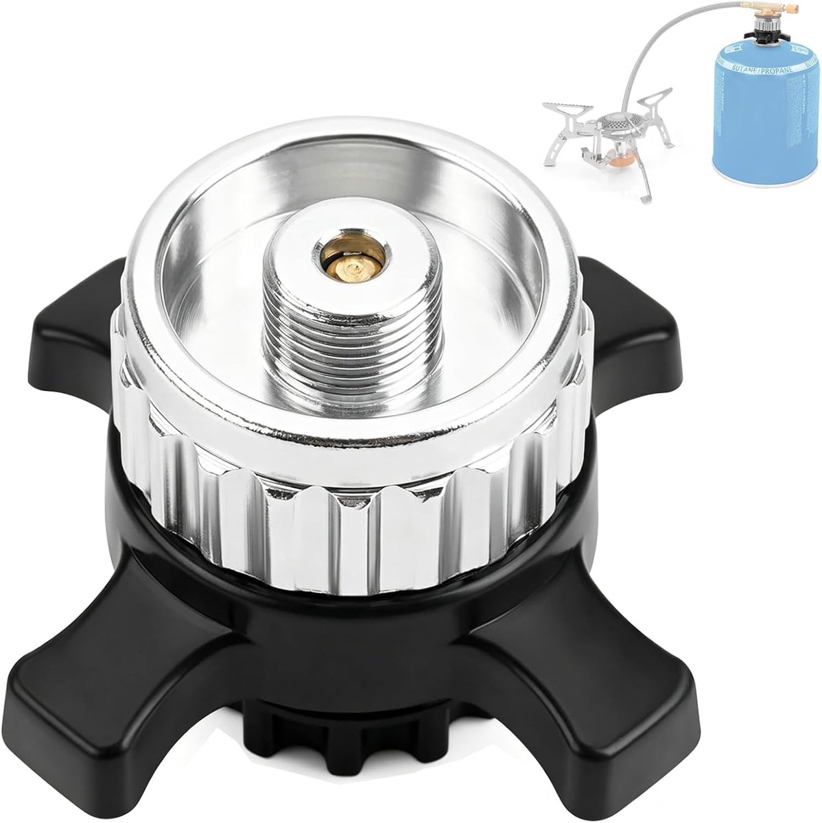 Adapter compatibel met Easy-Click/CV-gaspatroon, adapter van bajonetsluiting naar 7/16 inch schroefdraadaansluiting converteren, adapter gaspatroon voor campingfornuis, brander gas