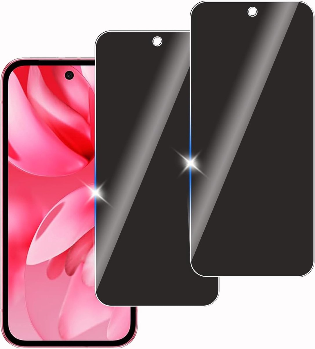 2 stuks anti-spion gehard glas voor Google Pixel 9a, beschermglas voor scherm, bubbelvrij, hardheid 9H, eenvoudig te installeren, krasbestendig