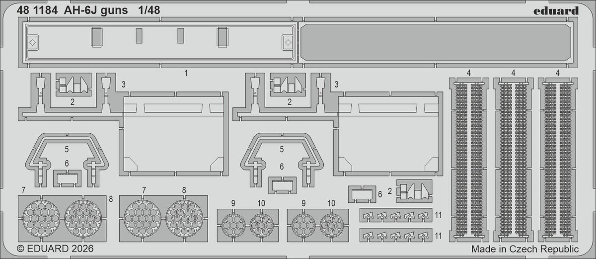 Eduard Modelbouwdecoratie - 481184 Accessoires Set - Wapenset voor Hughes AH-6J - Photo-etch