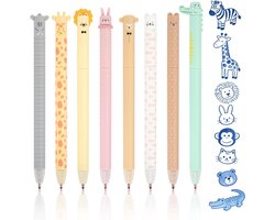 Zouwel Erasable Pens Set of 8 Gel Pens, Erasable with Animal Designs, 0.7 mm Tip, Erasable Ballpoint Pen with - ShopVlot