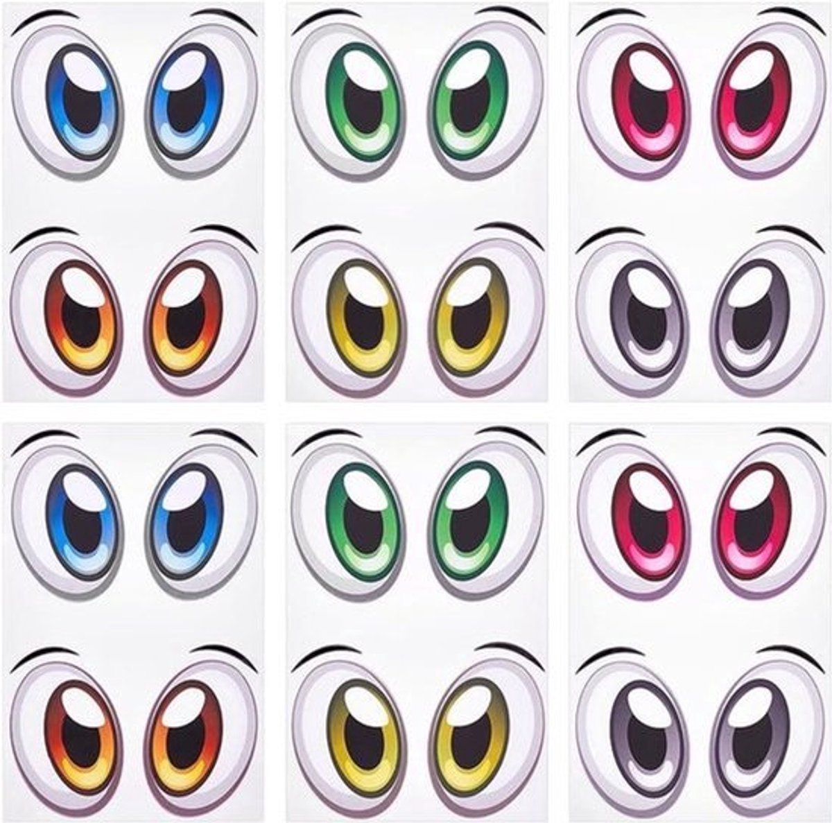 12 paar oogstickers - papieren stickers voor robotstofzuiger - grappige decoratie voor apparaten - binnen- en buitengebruik - 3 kleuren