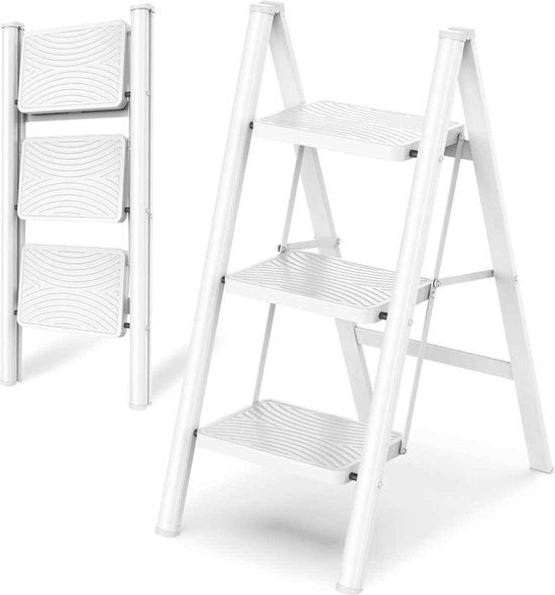 Inklapbare trapladder met 3 treden en antislippedalen