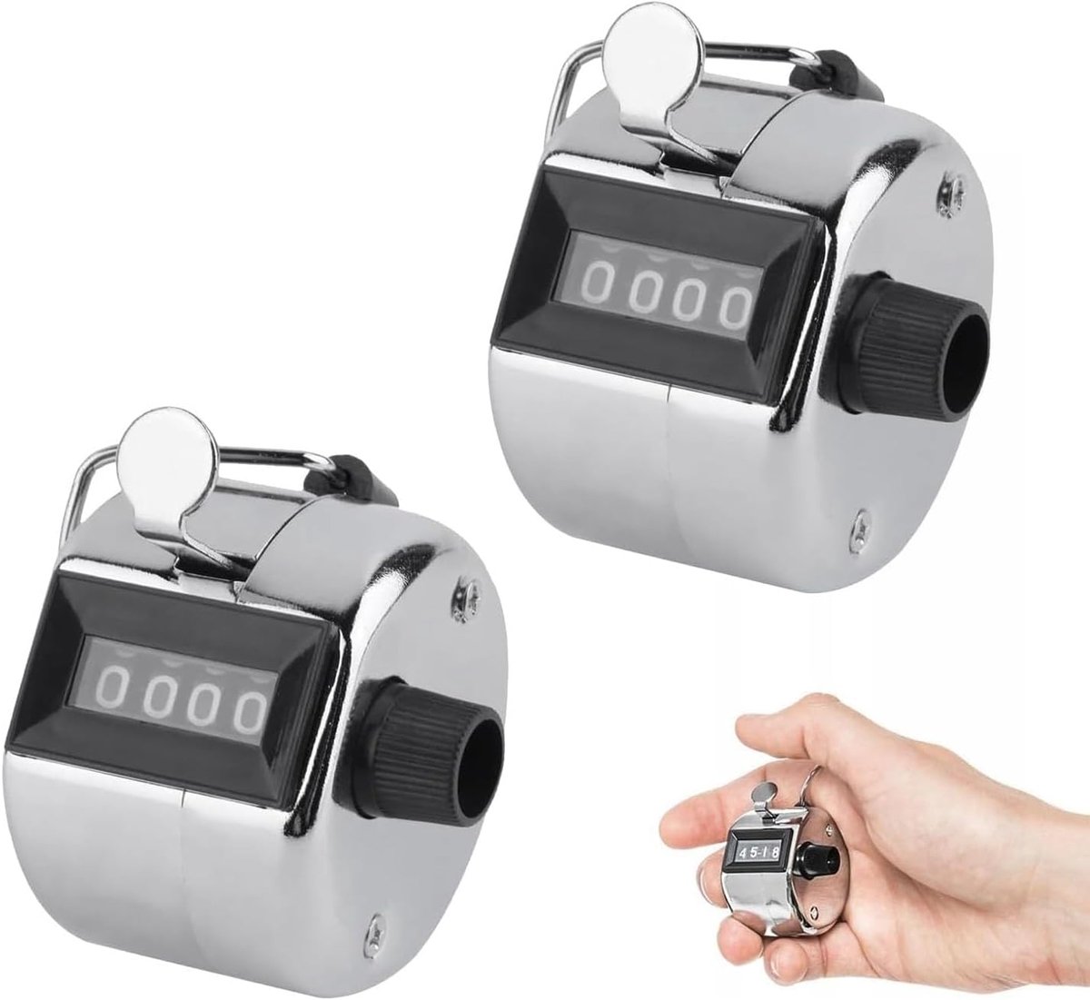 2 Hand Tally Counters, 4 Digit Mechanical Palm Clicker Counter Stainless Steel Hand Held Mechanical Clicker with - ShopVlot