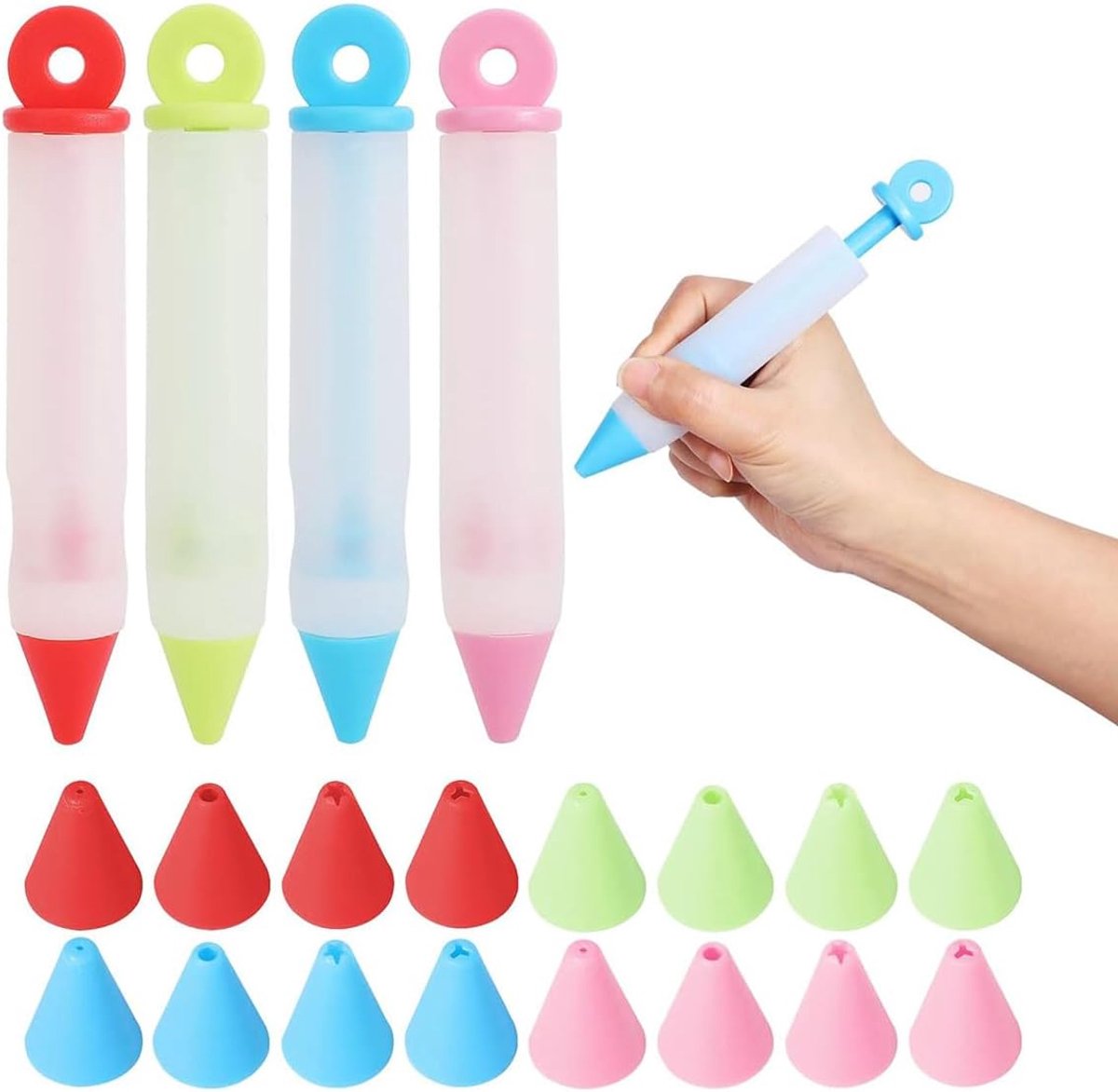 4 Pieces Silicone Decoration Pen Cream Decorating Pen, Pastry Syringe, Cake Sprayer with 4 Different Sprayers for - ShopVlot