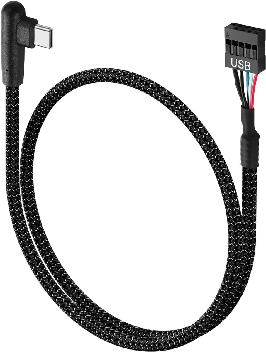 90 Degree USB-C to 9 Pin USB Motherboard Cable, Right Angle Type-C Male to 9 Pin Motherboard Female Dupont Extension - ShopVlot