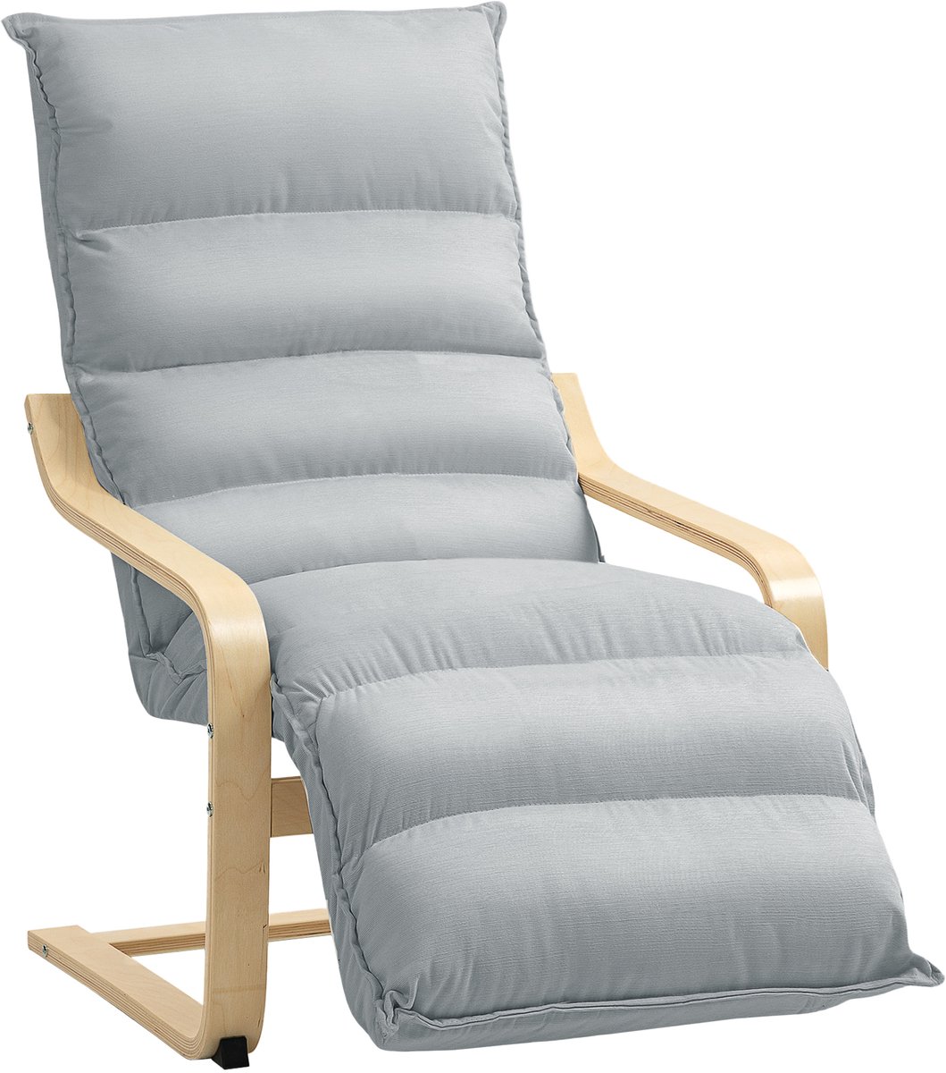 Homona Schommelfauteuil met verstelbare voetensteun - Met 12 cm dik kussen - 67 x 93-114 x 105 cm - Lichtgrijs