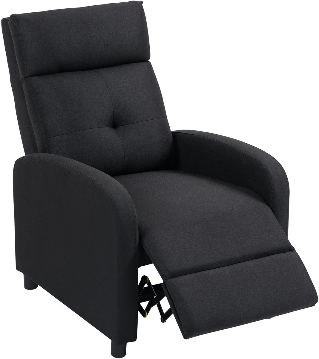 Homona Relaxfauteuil met voetensteun - Verstelbare rugleuning tot 155° - Met tasvering - 67 x 87 x 98 cm - Zwart