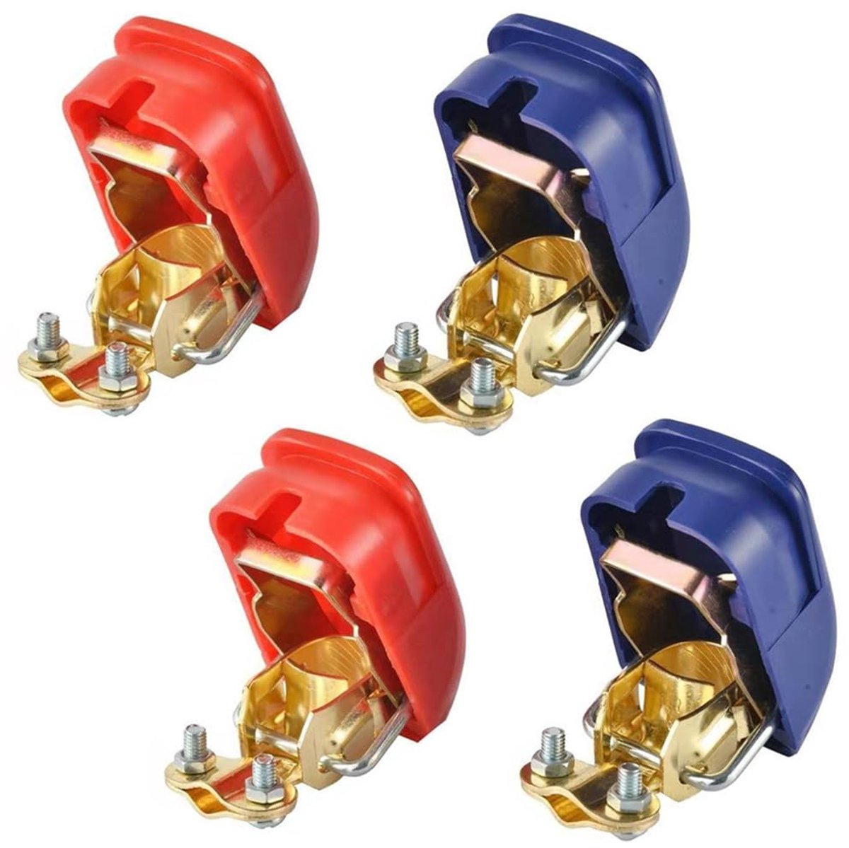 2 pairs of quick clamps, battery clamps, battery clamps, 12 V, red and blue, clip-on mounting, IP54 - ShopVlot