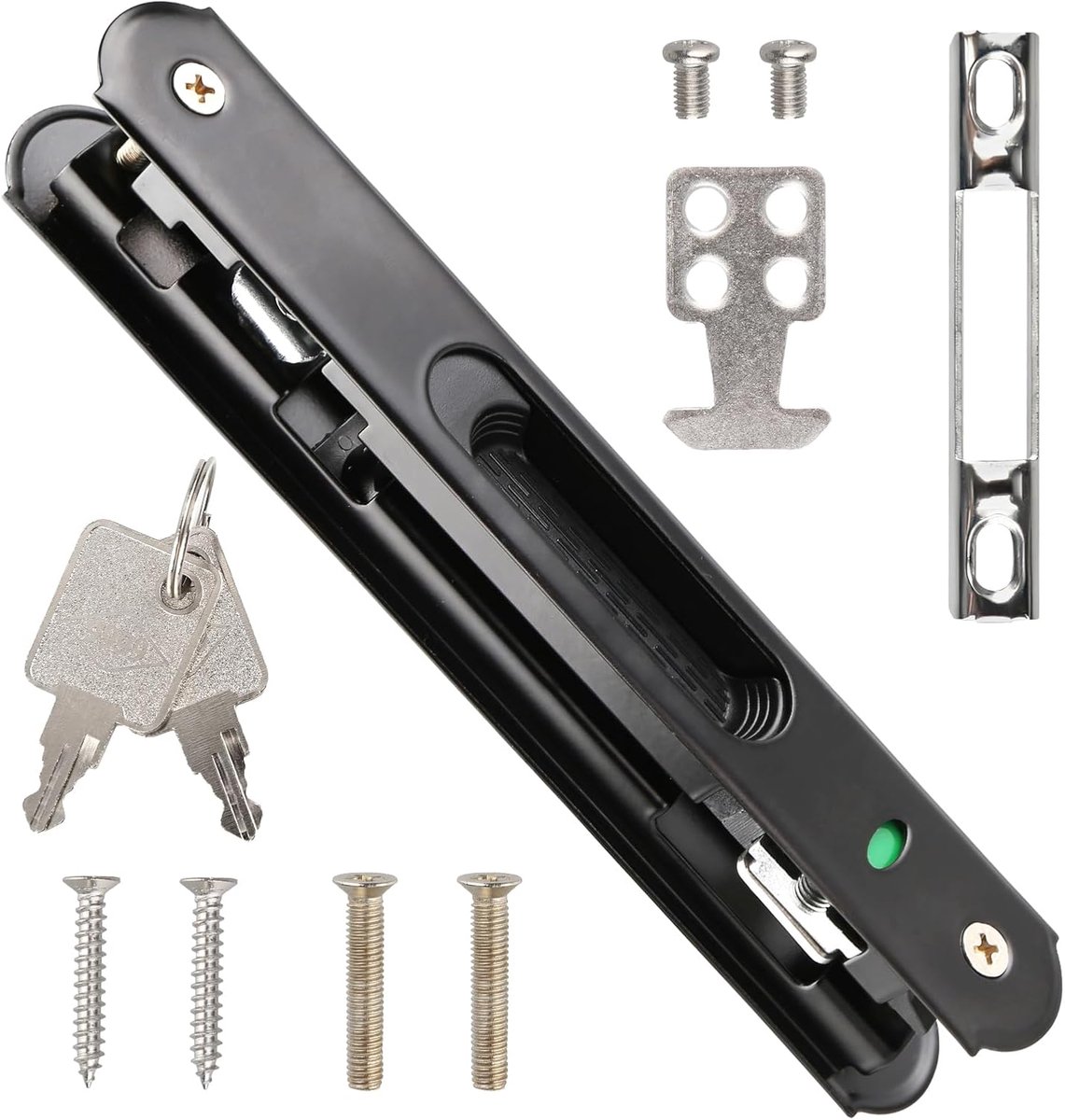 Sliding Door Lock, Stainless Steel Door Lock, Sliding Lock, Window Hook with Double-Sided Lock, for Mobile Doors - ShopVlot