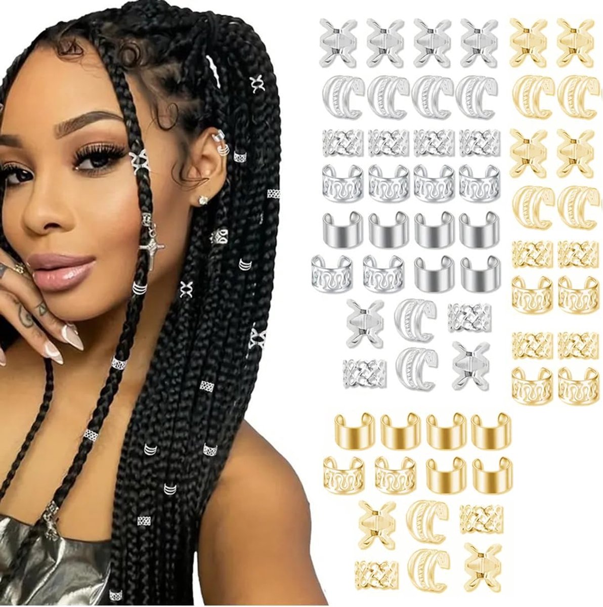 Loc 60 Pieces Adjustable Dreadlock Hair Clips for Dreadlocks Hair Accessories Hair Clips Hairpins for Men Women Girls - ShopVlot