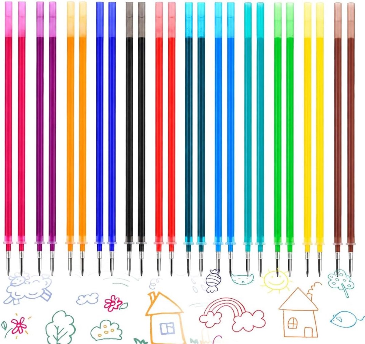 24 stuks uitwisbare navullingen, compatibel met Le-gami, 0,7 mm, uitwisbare rollerbalpen, gemakkelijk te verwijderen, reservevullingen voor uitwisbare pennen