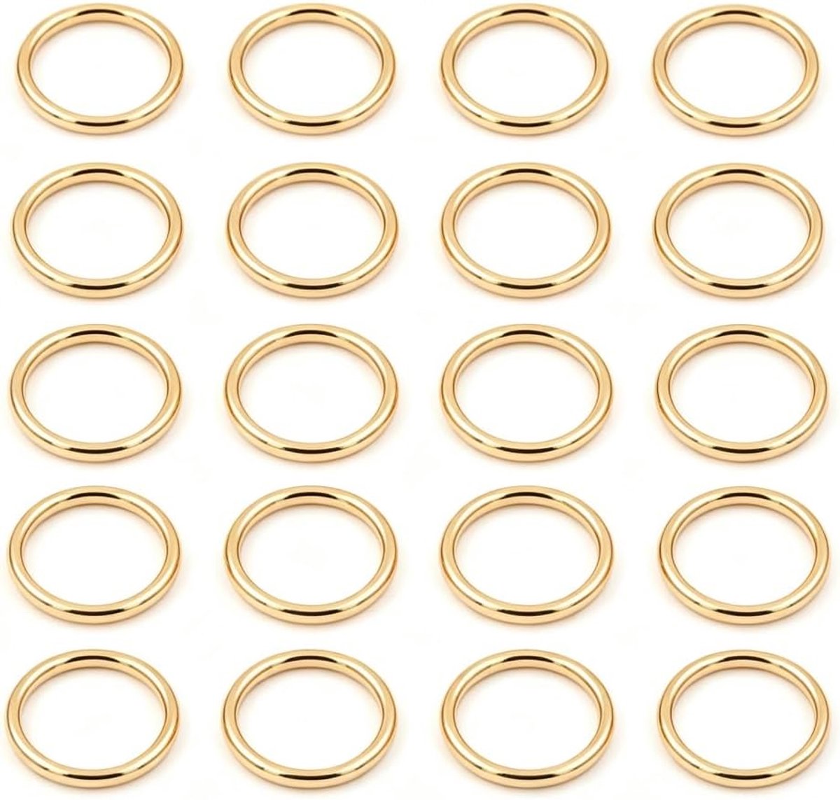 20 stuks O-ringen, 15 mm binnendiameter, goudkleurige metalen ring, ronde ring, robuust, multifunctioneel, voor hardware, tassen, riemen, knutselaccessoires, hondenriemen, knutselaccessoires