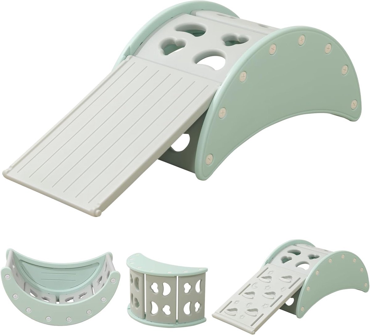 Klimrek met glijbaan voor peuters en kinderen, 5-in-1 multifunctionele klimtafel, babyklimrek, indoor speelplaats (groen)