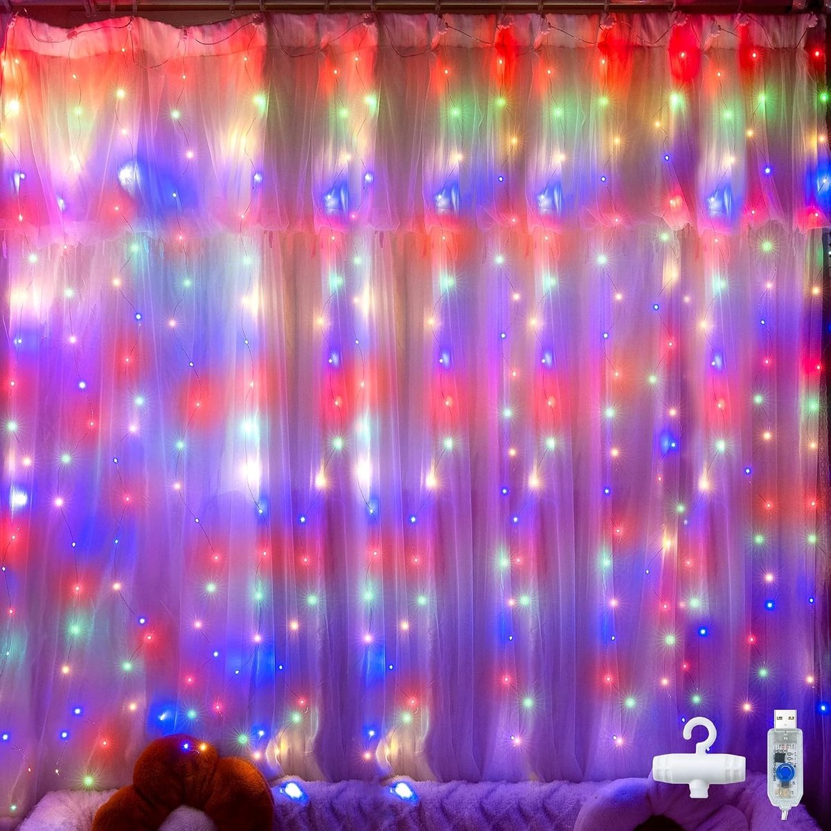 LED Sfeerverlichting 2 x 2 m met 200 LEDs, USB Aansluiting voor Binnen en Buiten, Perfect voor Kerstdecoratie, Feestjes en Sfeervolle Kamers