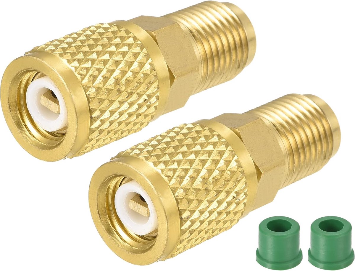 Set van 2 messing leidingen fitting reducer adapter - rechte messing adapter dichte verbinding toepassing voor airco (5/16SAE stekker op 1/4SAE bus)