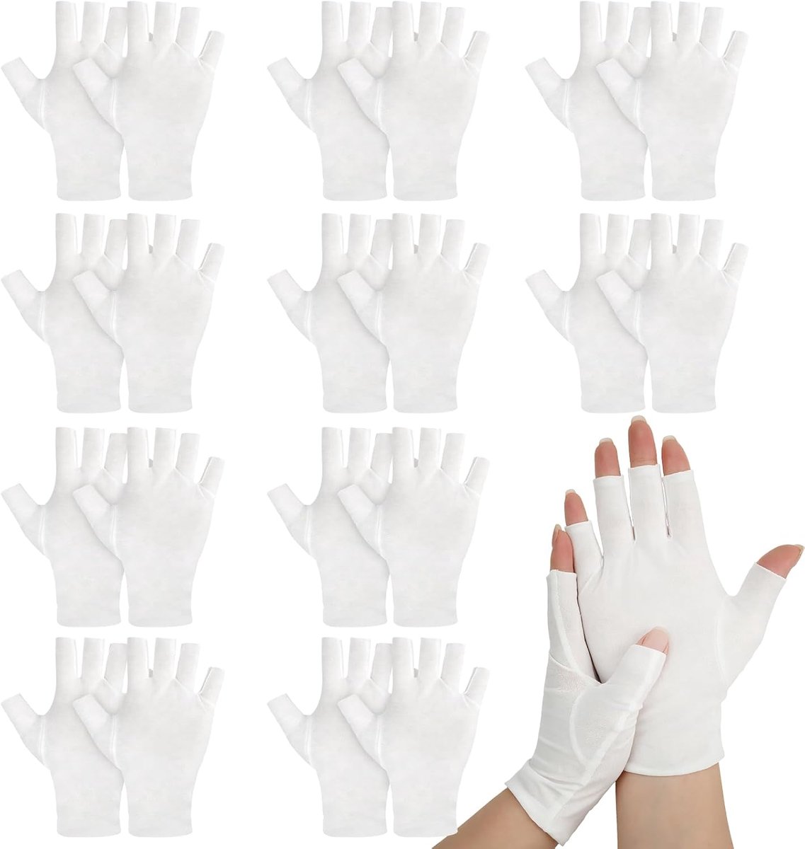 10 paar katoenen handschoenen, witte vingerloze handschoenen, katoenen handschoenen, neurodermitis, dunne katoenen handschoenen voor handverzorging, eczeem, touchscreen en dagelijks gebruik