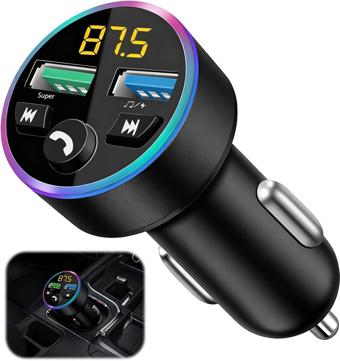 FM-zender, sigarettenaansteker, Bluetooth handsfree