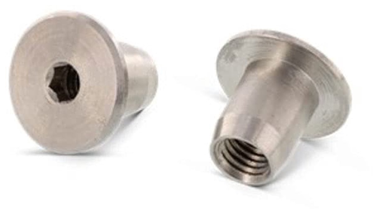 X 18 mm hulsmoeren met platte kop en binnenzeskant - 12 stuks roestvrij staal