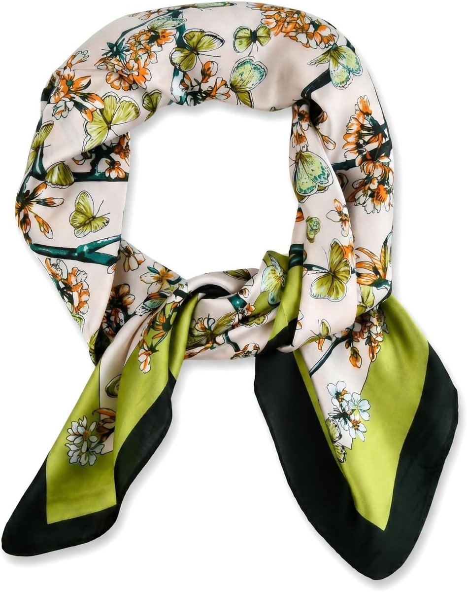 Halsdoek voor dames, 70 x 70 cm, polyesterbont, zijdeachtig, vierkant, elegant, voor feestjes, reizen