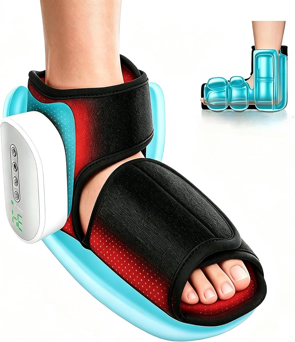 Voetmassageapparaat, elektrisch met luchtcompressiemassage en warmte, 3-in-1 voetmassage voor enkels, voetzool, voetrug, cadeau voor moeders, vrouwen, mama, papa (1 stuk)