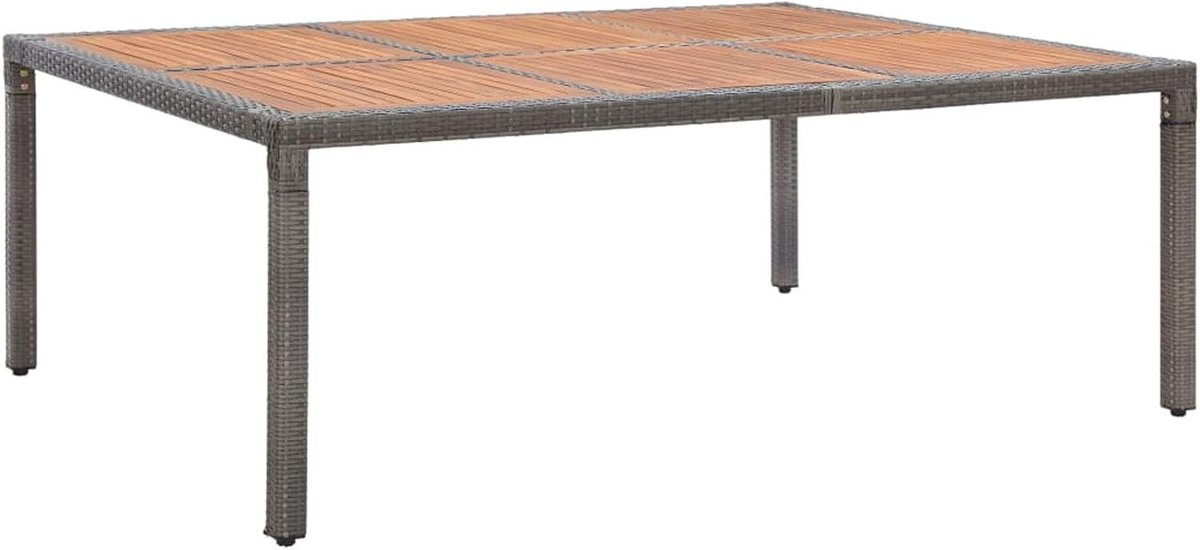 Grijs, 200 x 150 x 74 cm, polyrotan, acaciahout, tuintafel, tuintafel voor buiten, SPU: 46135