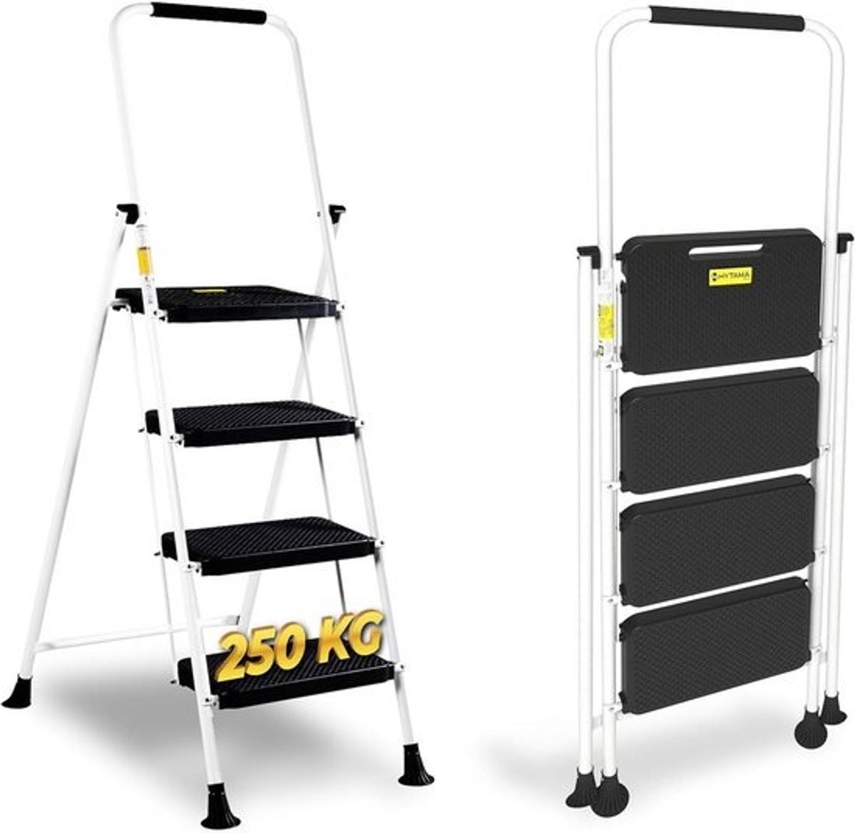 Vouwladder met antislippedaal en handvat - lichtgewicht en draagbare ladder (4 treden)
