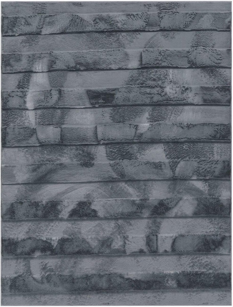 Home Hoogpolig Tapjit Shaggy Woonkamer Ruitjes Geometrisch Scandi, Kleur:Grijs Antraciet, Maat:160x220 cm