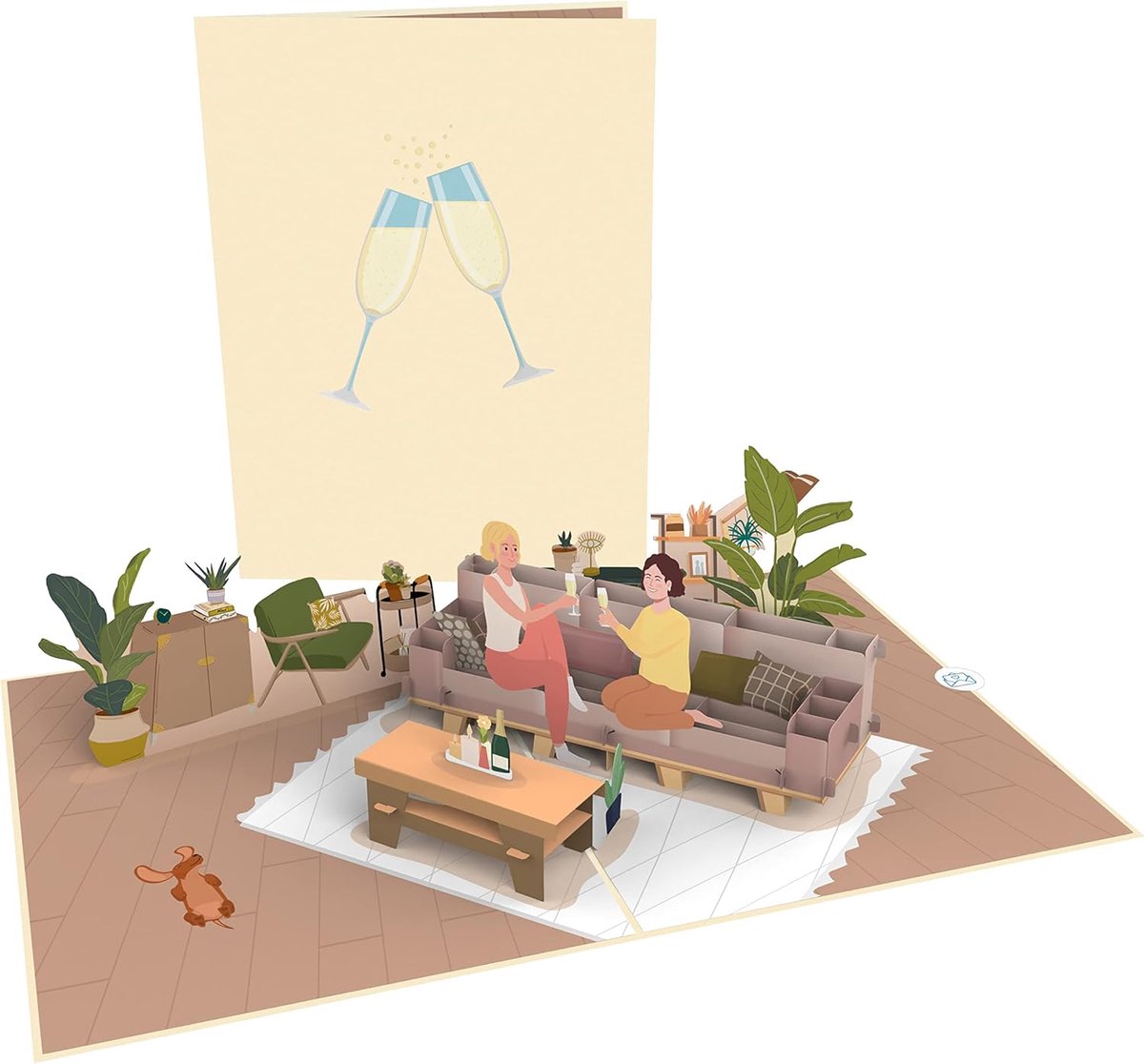 SnelShoppen - Pop-Up Wenskaart 3D voor Vriendinnen - Verjaardag Kaart, Meisjesdag Uitnodiging, Cadeaukaart voor Samen Tijd met Beste Vriendin