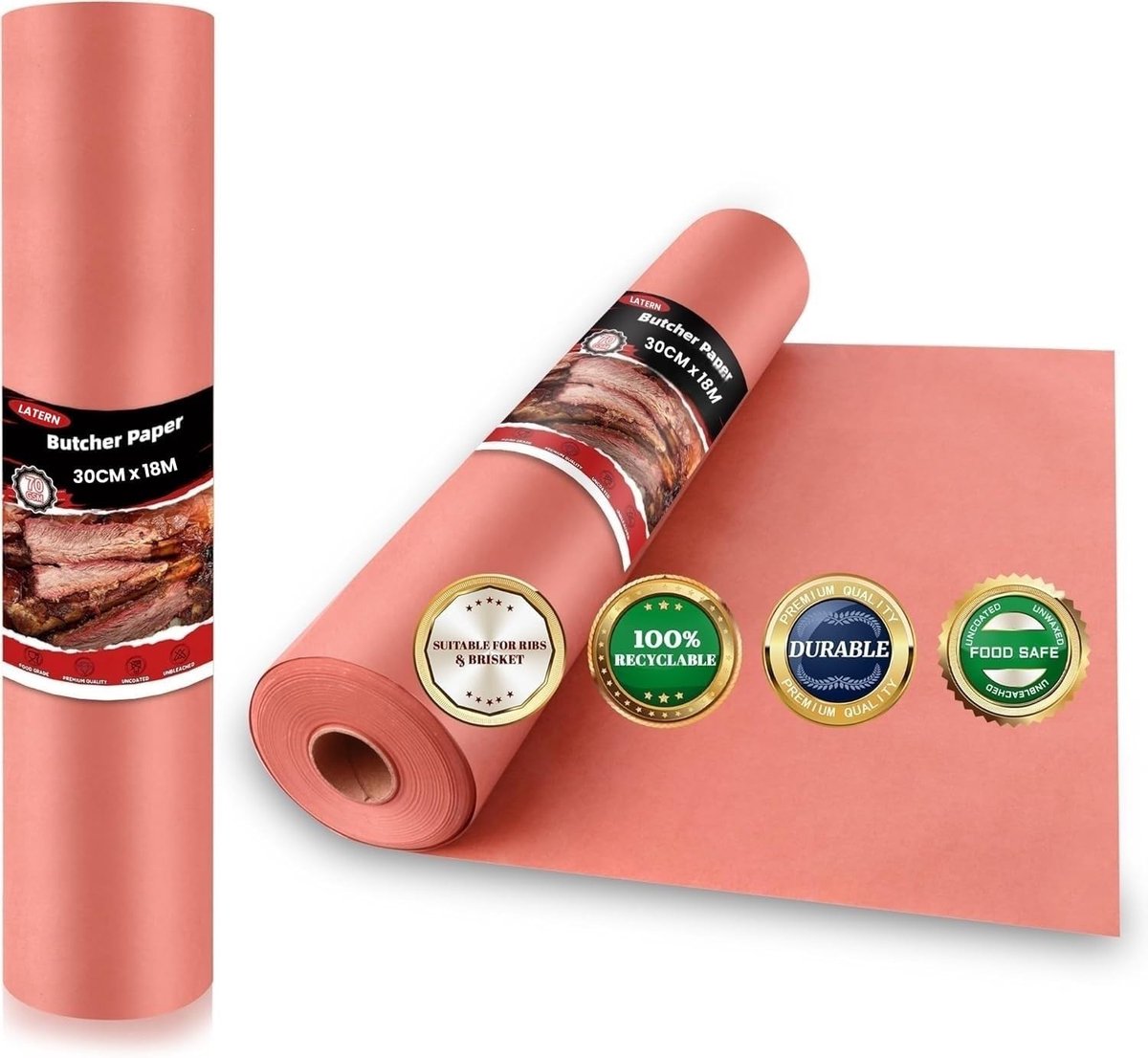 Butcher Paper Rol van 30cm x 18m - Voedselveilig Kraftpapier voor BBQ, Roken, Grillen en Vleesbereiding