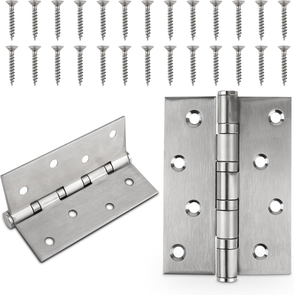 2pcs Stainless Steel Door Hinge Heavy Duty Ball Bearings 100 x 76 x 13mm Screws Solid Hinges Outdoor - ShopVlot