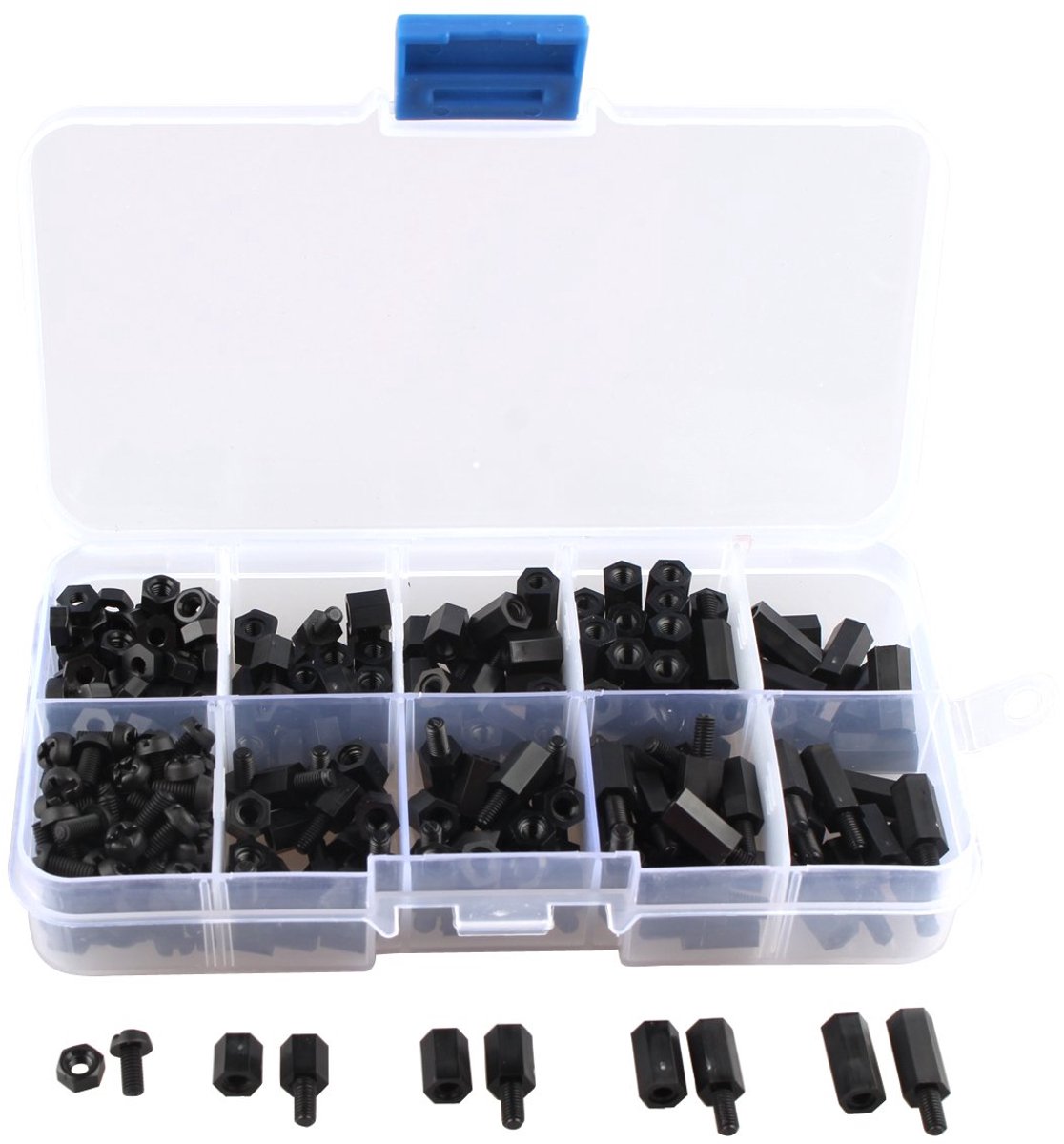 Mining Wholesale M3 Nylon Black Hex Screw Groove Circuit Spacer PCB Board Pillars Standoff Set - ShopVlot
