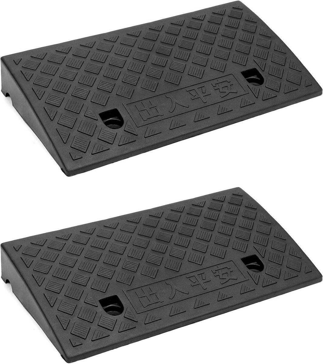 2 Stuks Plastic Drempelhellingen voor Rolstoelen en Motorfietsen, Afmetingen 49x27x7 cm, Ideaal voor Toegankelijkheid en Veiligheid