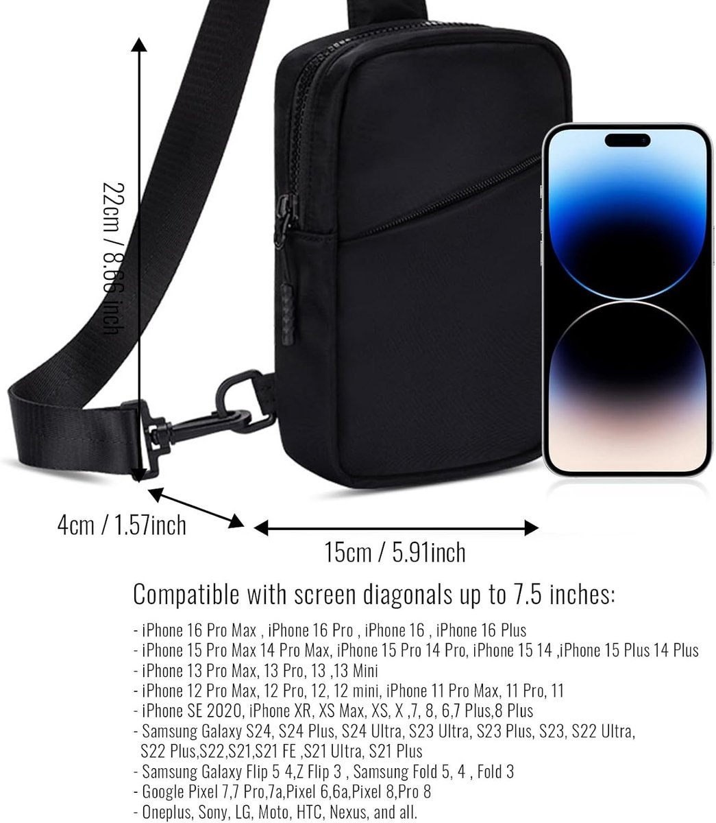 Duurzame Schoudertas voor Mannen en Vrouwen | Waterdichte Crossbody Sling Bag | Ideaal voor Mobiele Telefoons en Outdoor Reizen