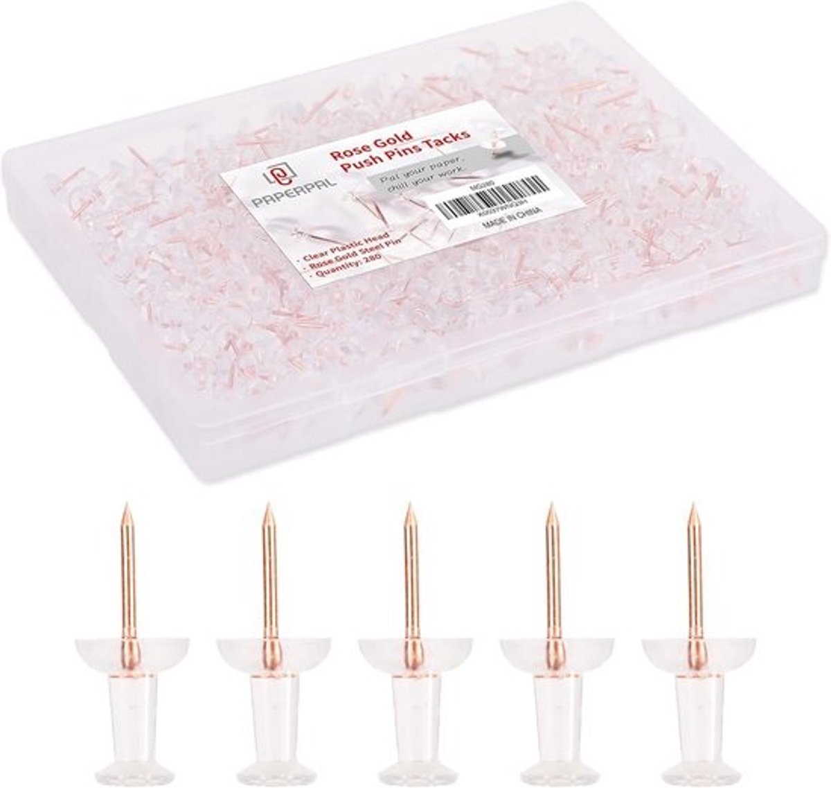 Decoratieve punaises - Decoratieprikkers - Voor documenten bevestigen - Kunststof kop - Standaardformaat - Roségoud