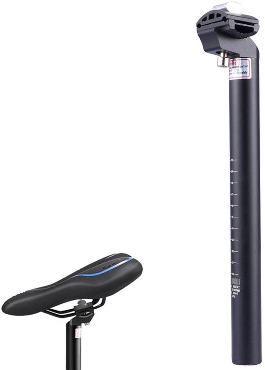 Dailygoods - Helweet aluminium fietszadelpen, 27,2 mm, 30 cm, zwart, geschikt voor mountain-, race- en baanfietsen