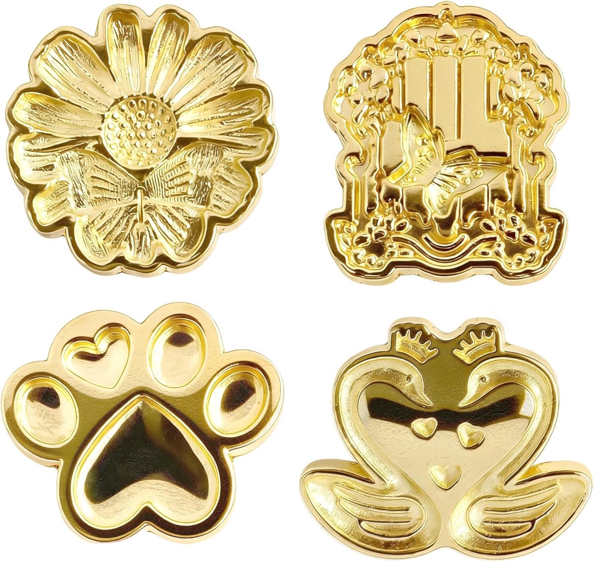 4 stuks diermotief gouden motiefkoppen waszegelstempel, dierenontwerpen voor zegelstempel en nauwkeurige - ShopVlot