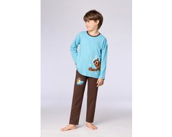Woody pyjama jongens/heren - blauw - ruimteprint - 262-10-PLU-Z/824 - maat 128
