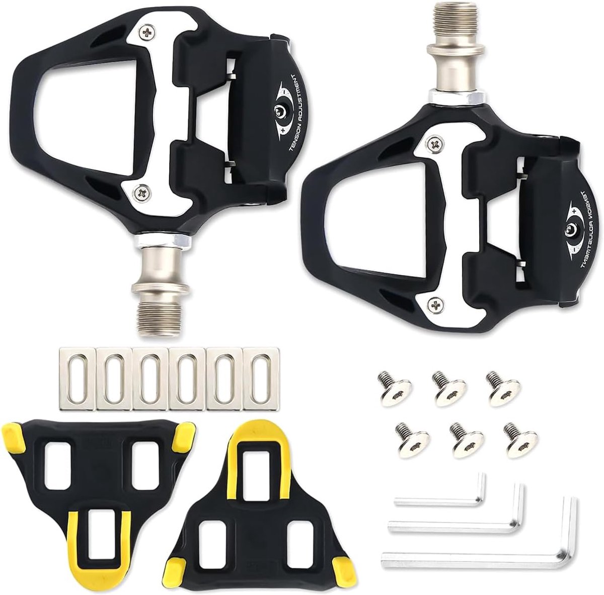SnelShoppen - SPD Pedalen Clipless Fietspedalen met Cleats - Aluminium Legering - Voor Binnen en Buiten - Geschikt voor Racefietsen, Mountainbikes, Sp