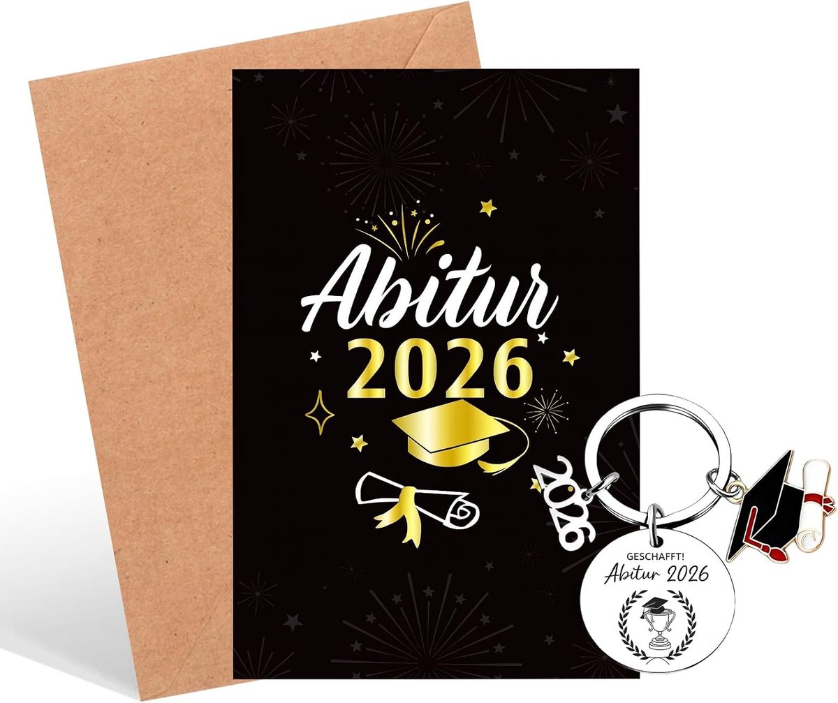 Wenskaart voor afstuderen 2026 - Du hab es geschaft - eindexamen 2026 kaart met envelop - ShopVlot