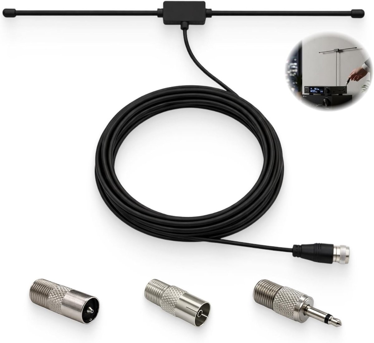 DAB UKW Radio Antenne - 3m Kabel - 75 Ohm UNBAL - Verbeterde ontvangst voor audioapparatuur - ShopVlot