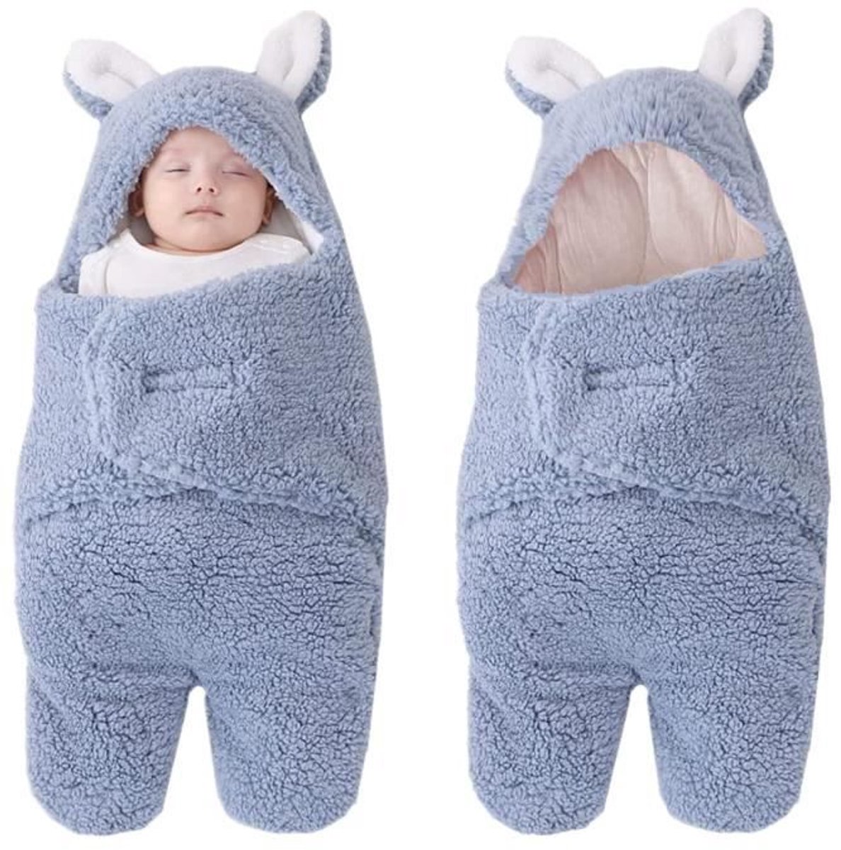 Unisex babywikkeldeken - verdikte winterslaapzak met beenopening - 62 cm - blauw