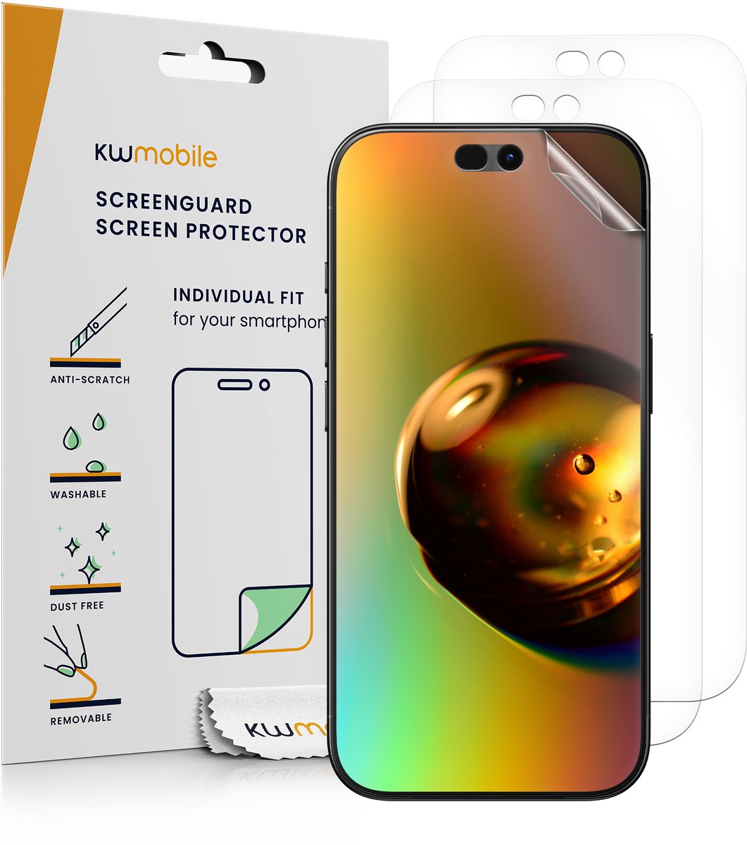 kwmobile 3x screenprotectors geschikt voor Apple iPhone 18 Pro - beschermende folie voor smartphone