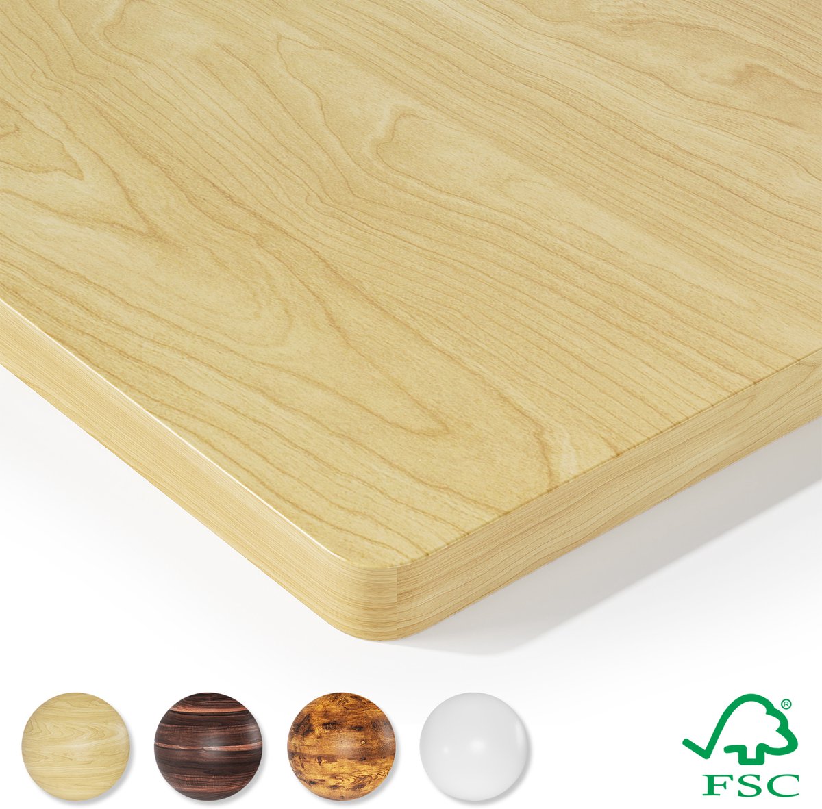 Devoko Bureaublad 160 x 80cm – 25 mm Eendelige FSC-Spaanplaat – R20-Hoeken – Beige