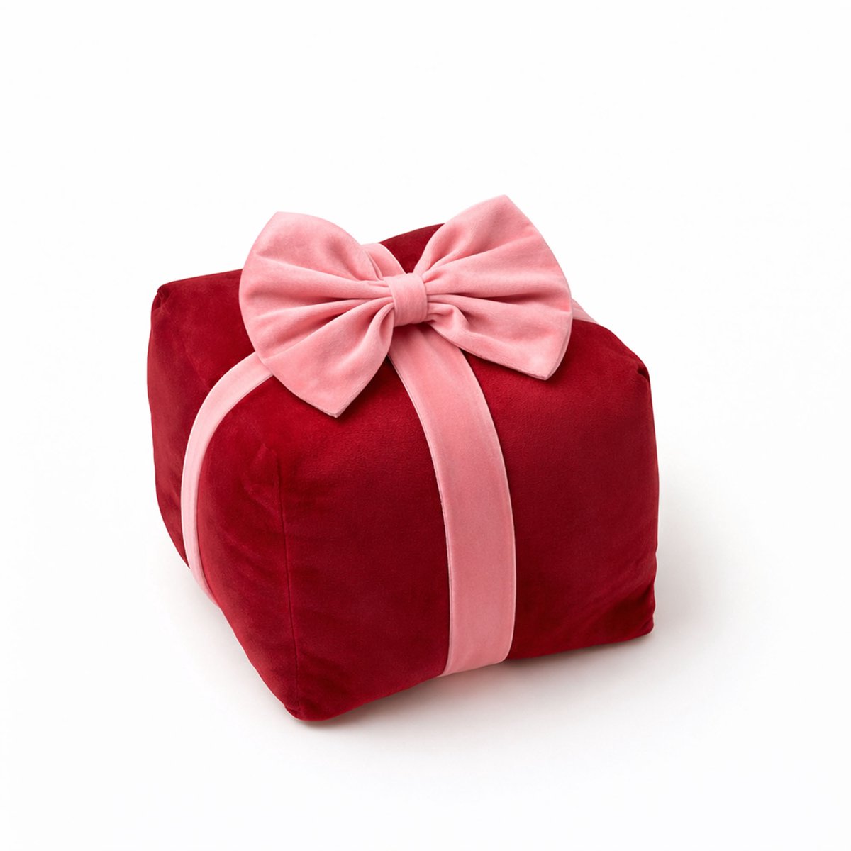 CUDDLE-GIFTBOX - sierkussen 20x20x18 cm - cadeaudoos - Peony - rood, roze